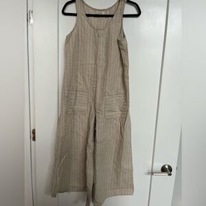 Max Studio Beige Striped Jumpsuit